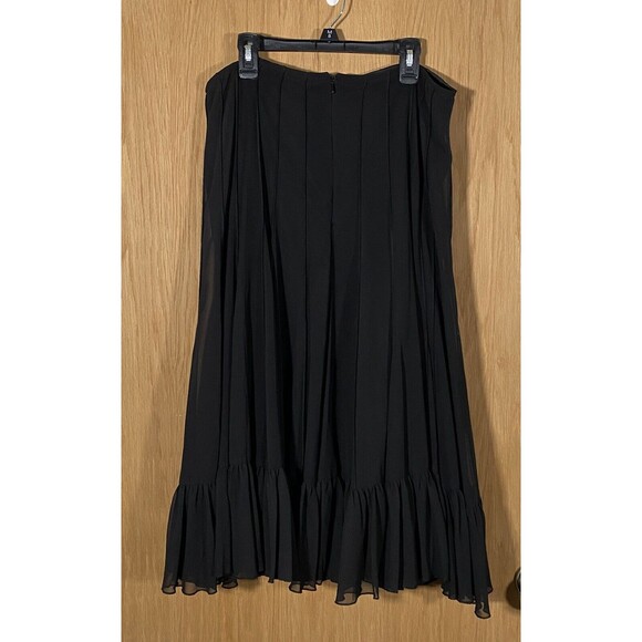 Y2K Vintage Midi Skirt Black Tiered Pleated Cottagecore Prairie Coquette Sz 14 - Picture 2 of 8